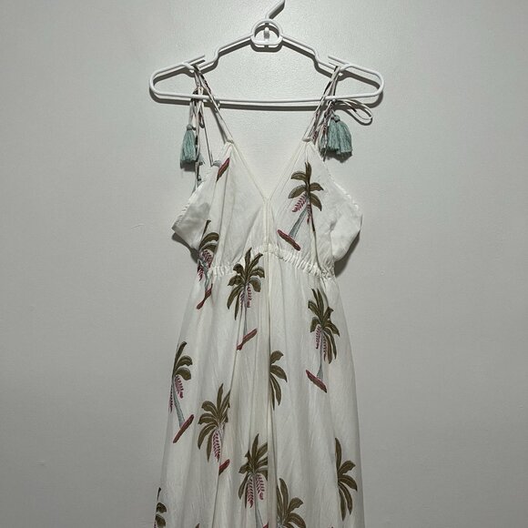 Roller Rabbit Morjim Palm Venezia Maxi Tassel Cream Dress Size Medium - Picture 4 of 11